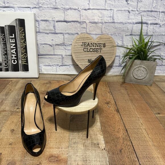 Giuseppe Zanotti Black Patent leather platform peep toe stiletto heel Pumps 41 - Picture 1 of 13